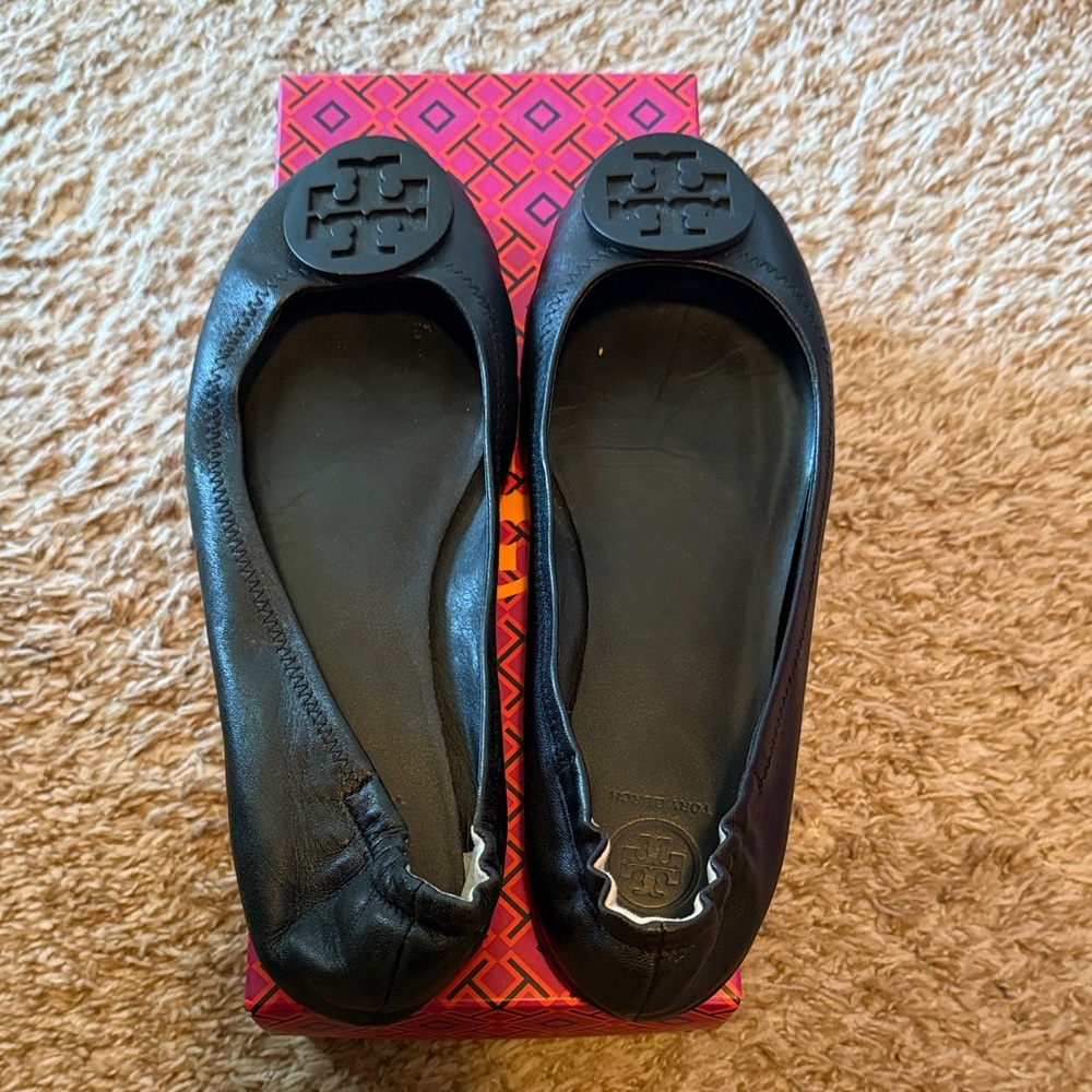 Tory Burch Classic Black Leather Flats